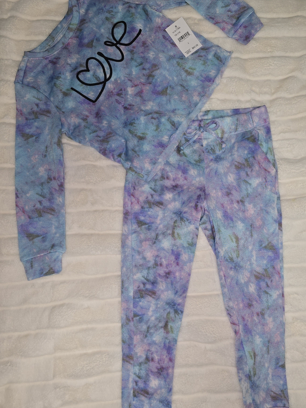 Vigoss Blue & Purple Tie-Dye 'Love' Sweatshirt and Joggers Set Size 5 NWT